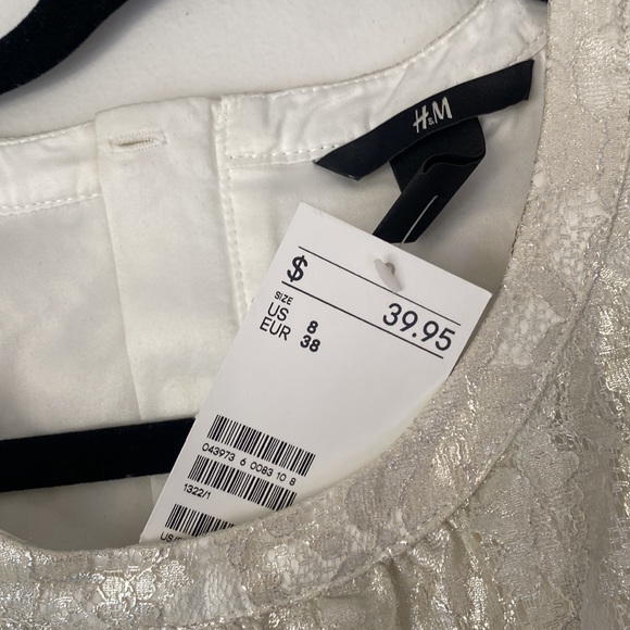 H&M white metallic dress gold flecks nwt bridal bride wedding - Picture 2 of 13